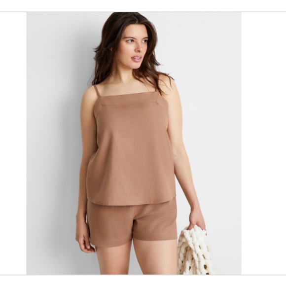 State of Day 2-Pc. Sleeveless Pajama Set Linen Blend Natural Umber Brown - Picture 1 of 3